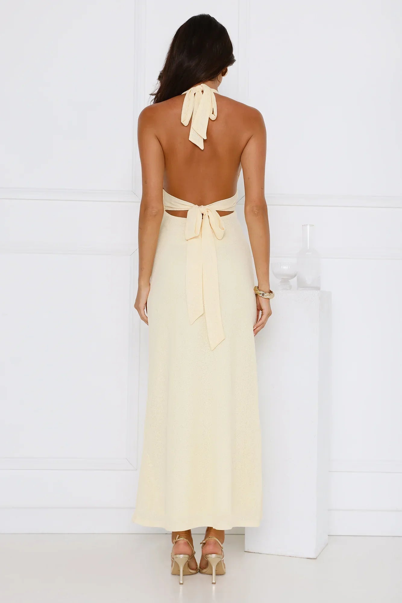 Palm Avenue Halter Maxi Dress Yellow