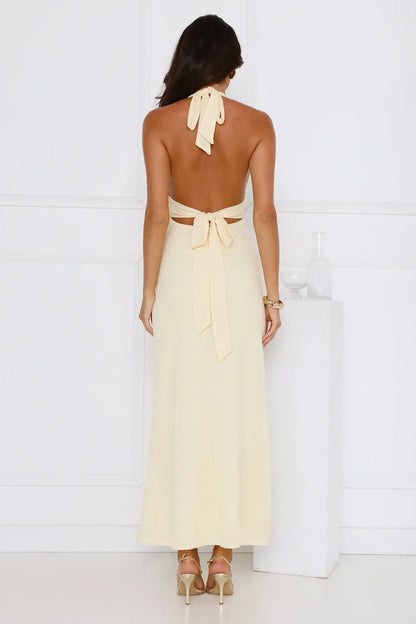 Palm Avenue Halter Maxi Dress Yellow