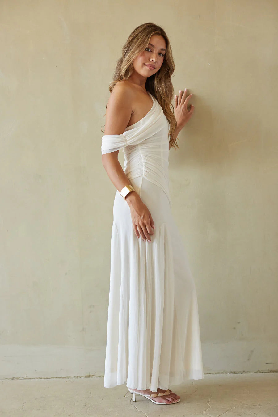Ellasandra Mesh Draped Maxi Dress