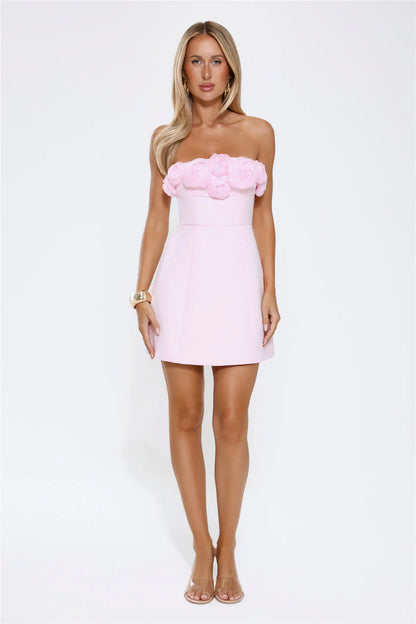 Wild Rose Affair Strapless Mini Dress Pink