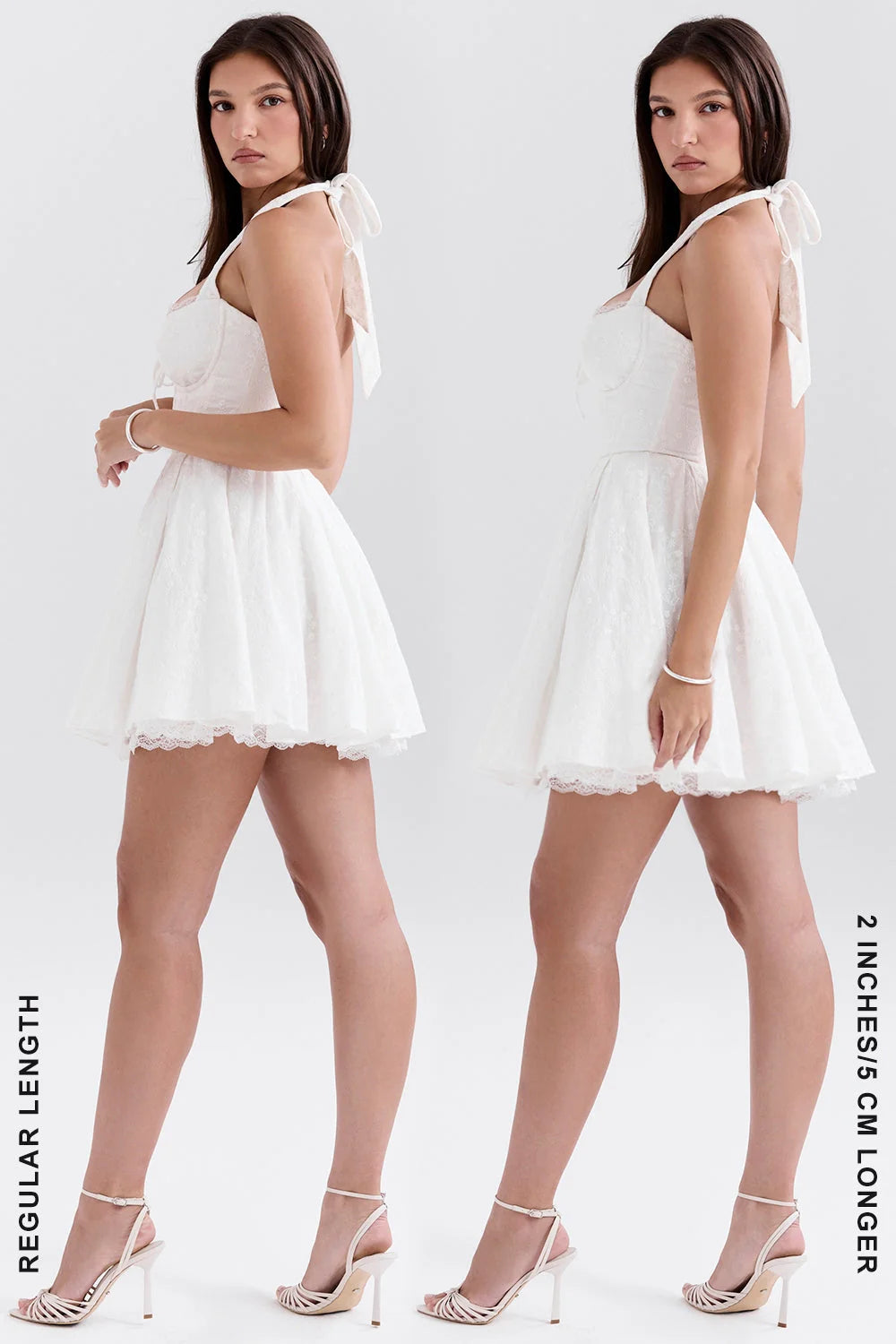 white broderie anglais halter mini dress