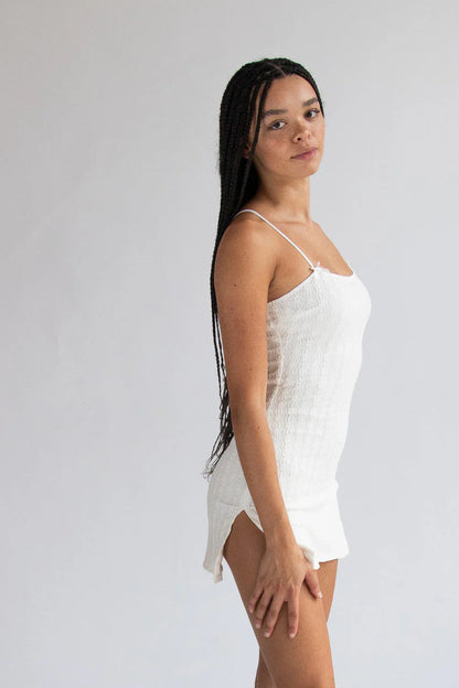 Bow Detail Lined Lace Mini Dress