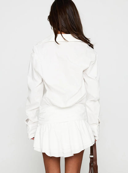 Girls Girls Girls Long Sleeve Mini Dress White