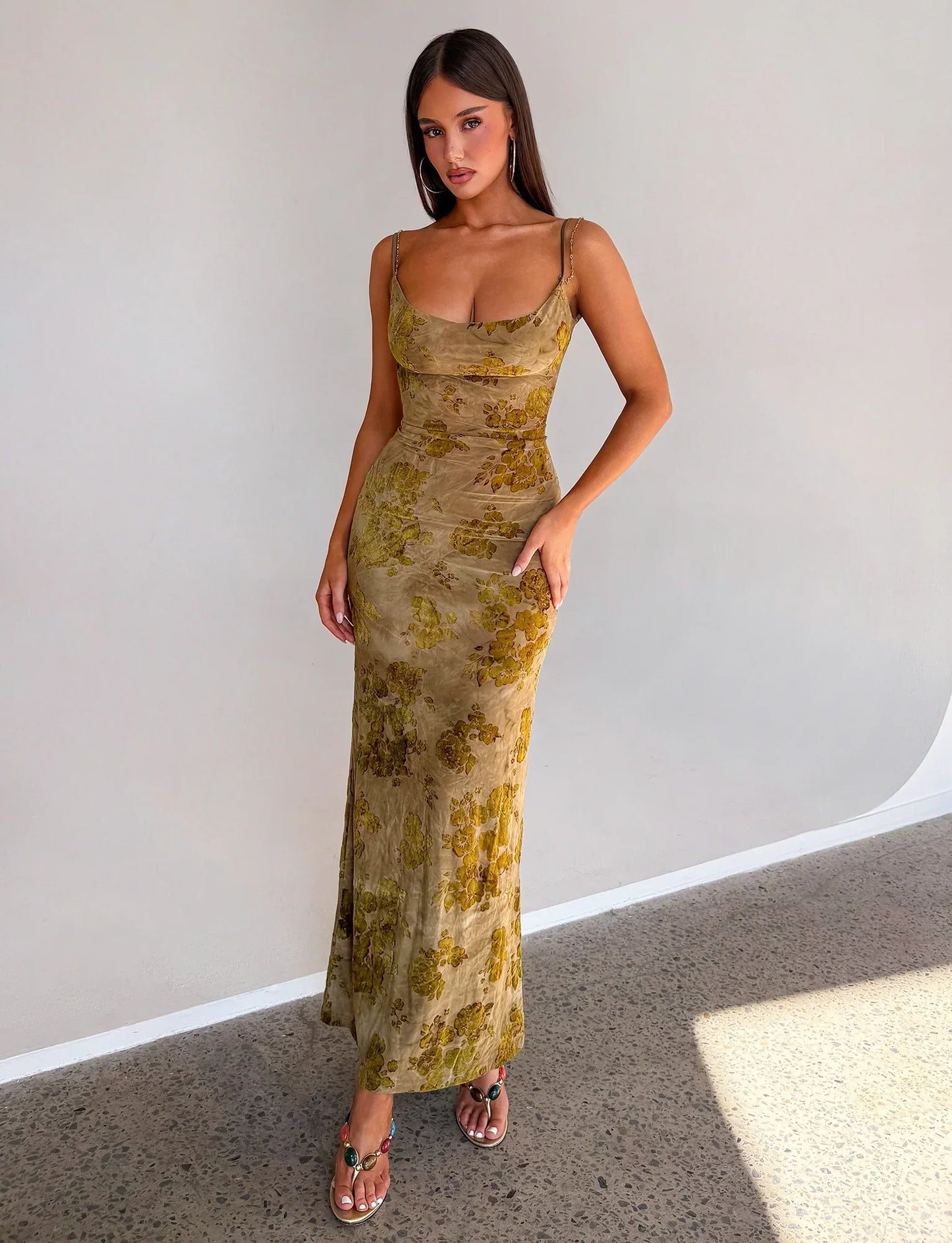 SPARROW MAXI DRESS - GREEN BURNOUT