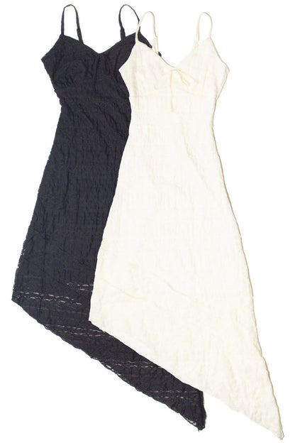 Asymmetrical Hem Lace Midi Dress