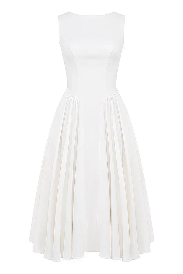 white twill midi sundress