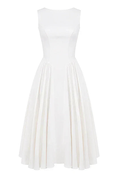 white twill midi sundress
