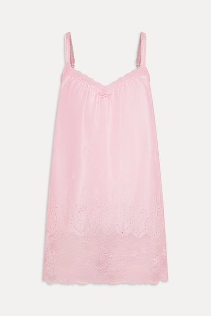 First Crush Satin Babydoll Dress - Pillow Talk Pink