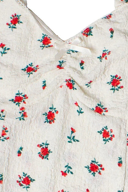 Rose Print Fit & Flare Mini Dress
