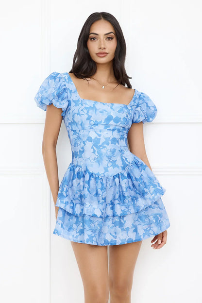 Pearl Kissed Mini Dress Blue