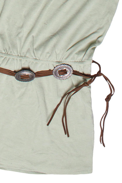 Drop Waist Western Belt Mini Dress