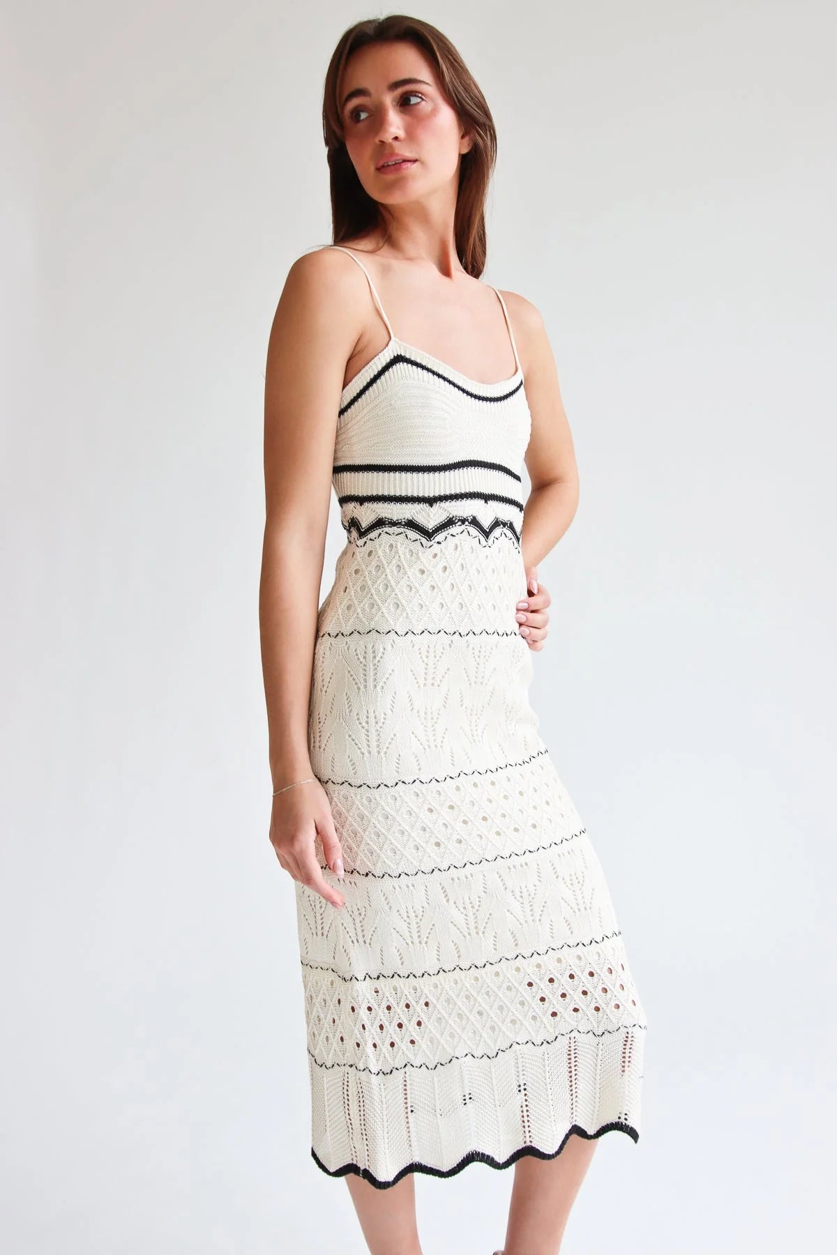 Open Knit Midi Dress