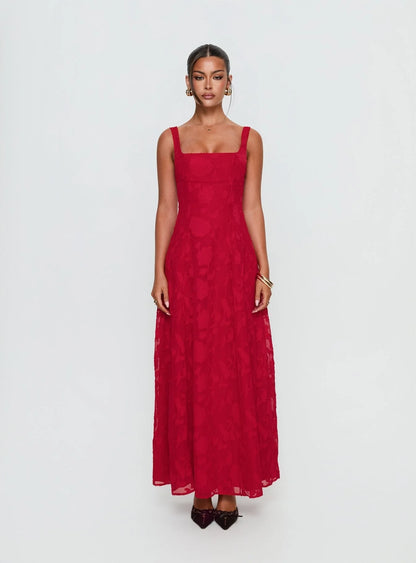 Margaux Burnout Maxi Dress Red