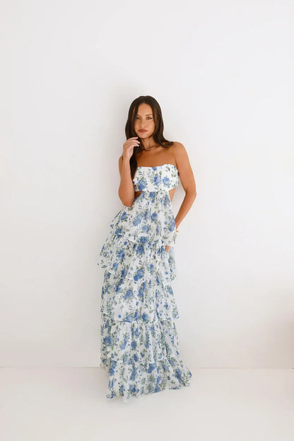 Bloom Spell Strapless Maxi Dress