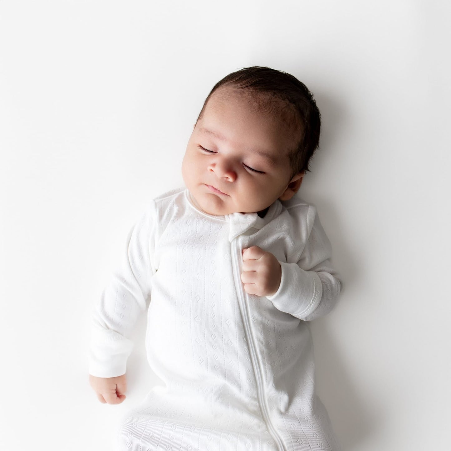 Pointelle Zippered Footie in Cloud