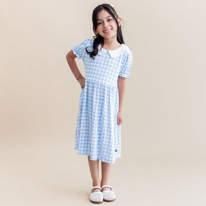 Peter Pan Collar Dress in Gingham Breeze