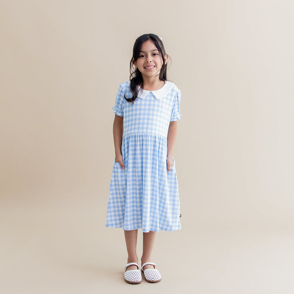 Peter Pan Collar Dress in Gingham Breeze