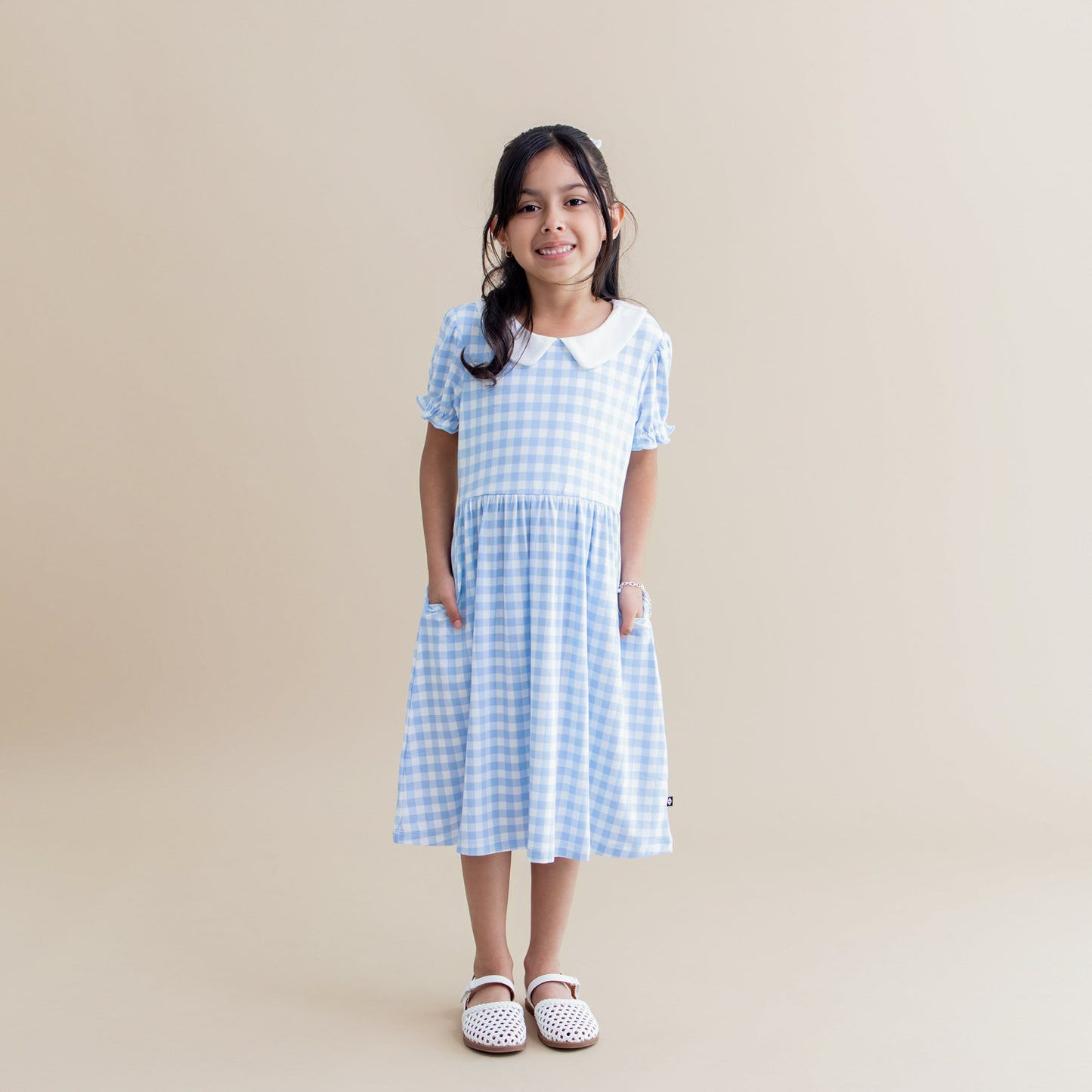 Peter Pan Collar Dress in Gingham Breeze