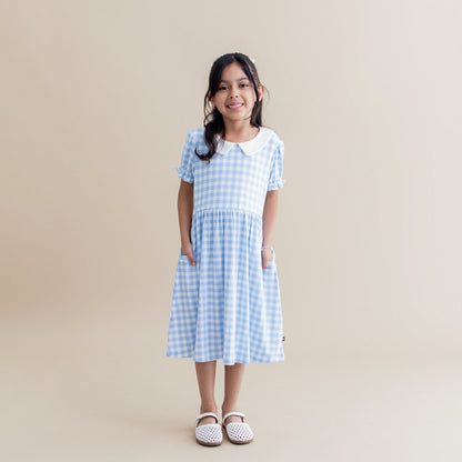 Peter Pan Collar Dress in Gingham Breeze