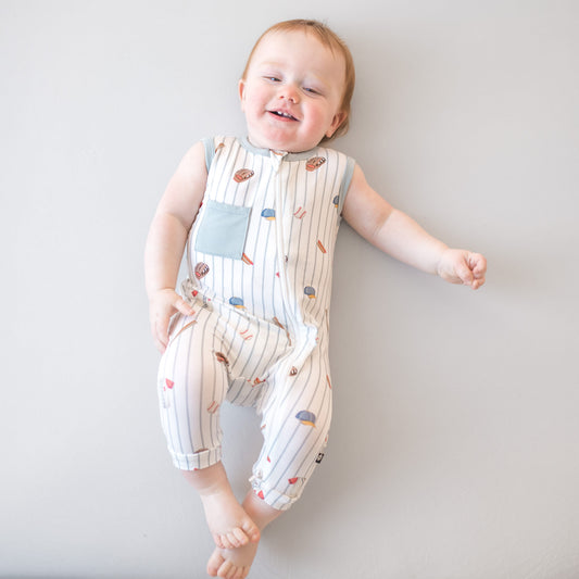 Zippered Sleeveless Romper in Home Run