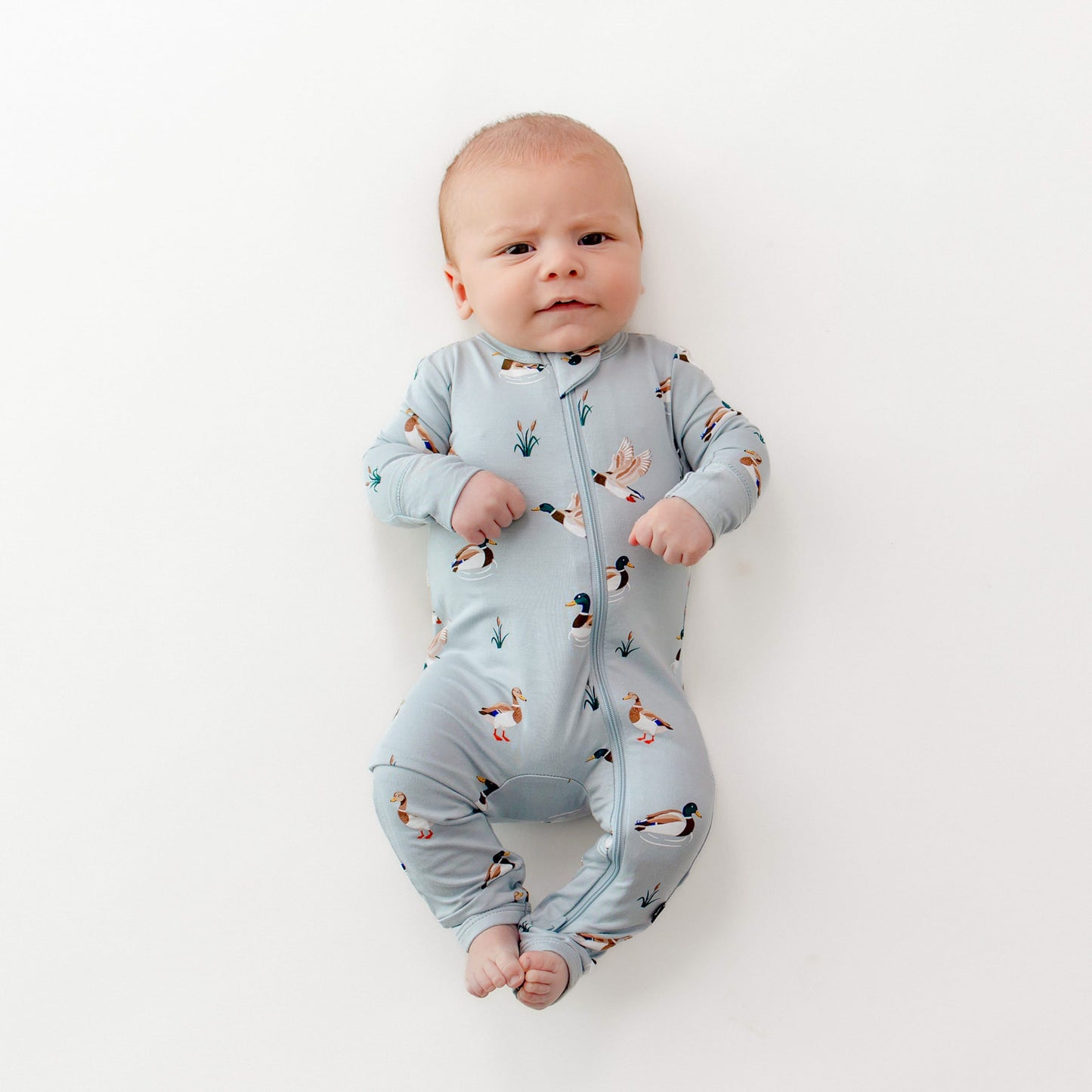 Zippered Romper in Mallard Duck