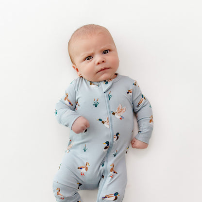 Zippered Romper in Mallard Duck