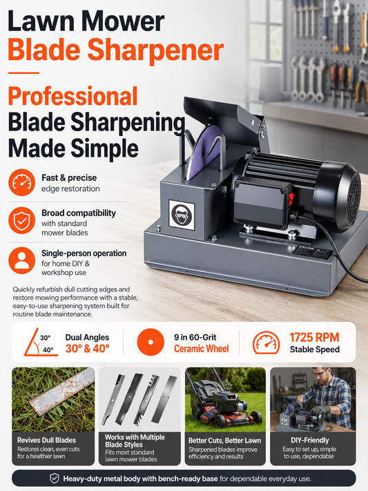 Adjustable Lawn Mower Blade Sharpener for Perfect Clean Cuts