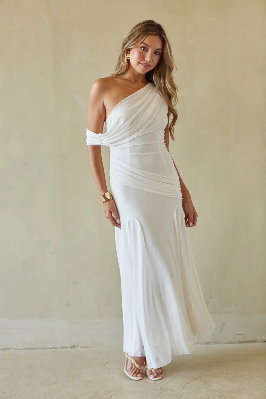Ellasandra Mesh Draped Maxi Dress