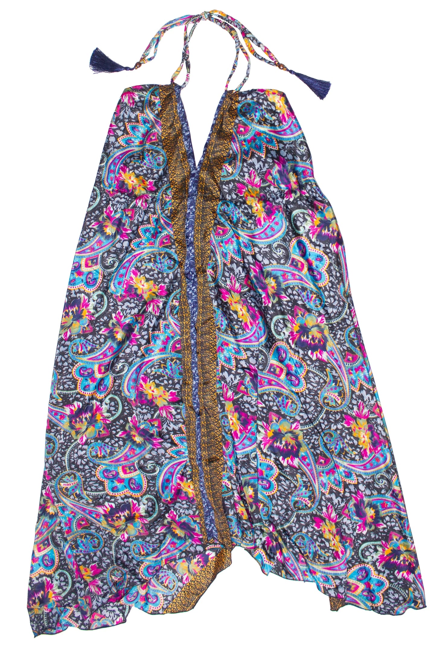 Patterned Scarf Halter Dress