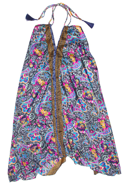 Patterned Scarf Halter Dress