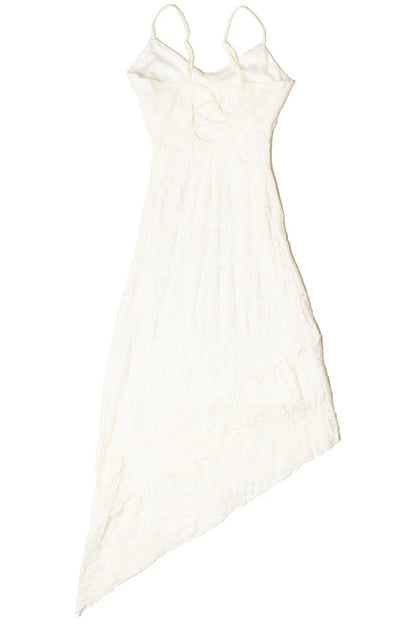 Asymmetrical Hem Lace Midi Dress