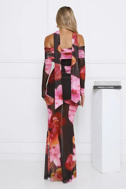 Glow Flowers Off Shoulder Maxi Dress Floral