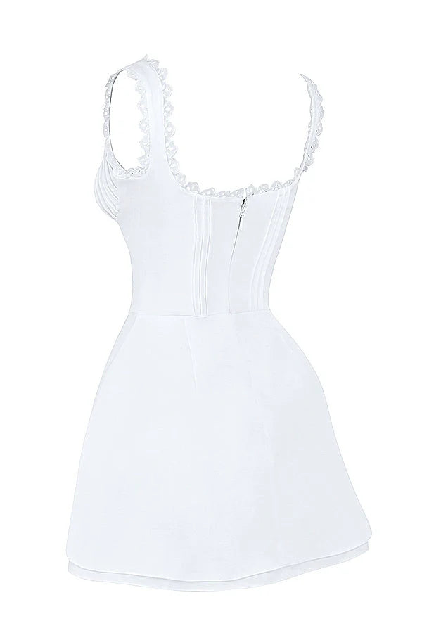 white pin tuck mini dress