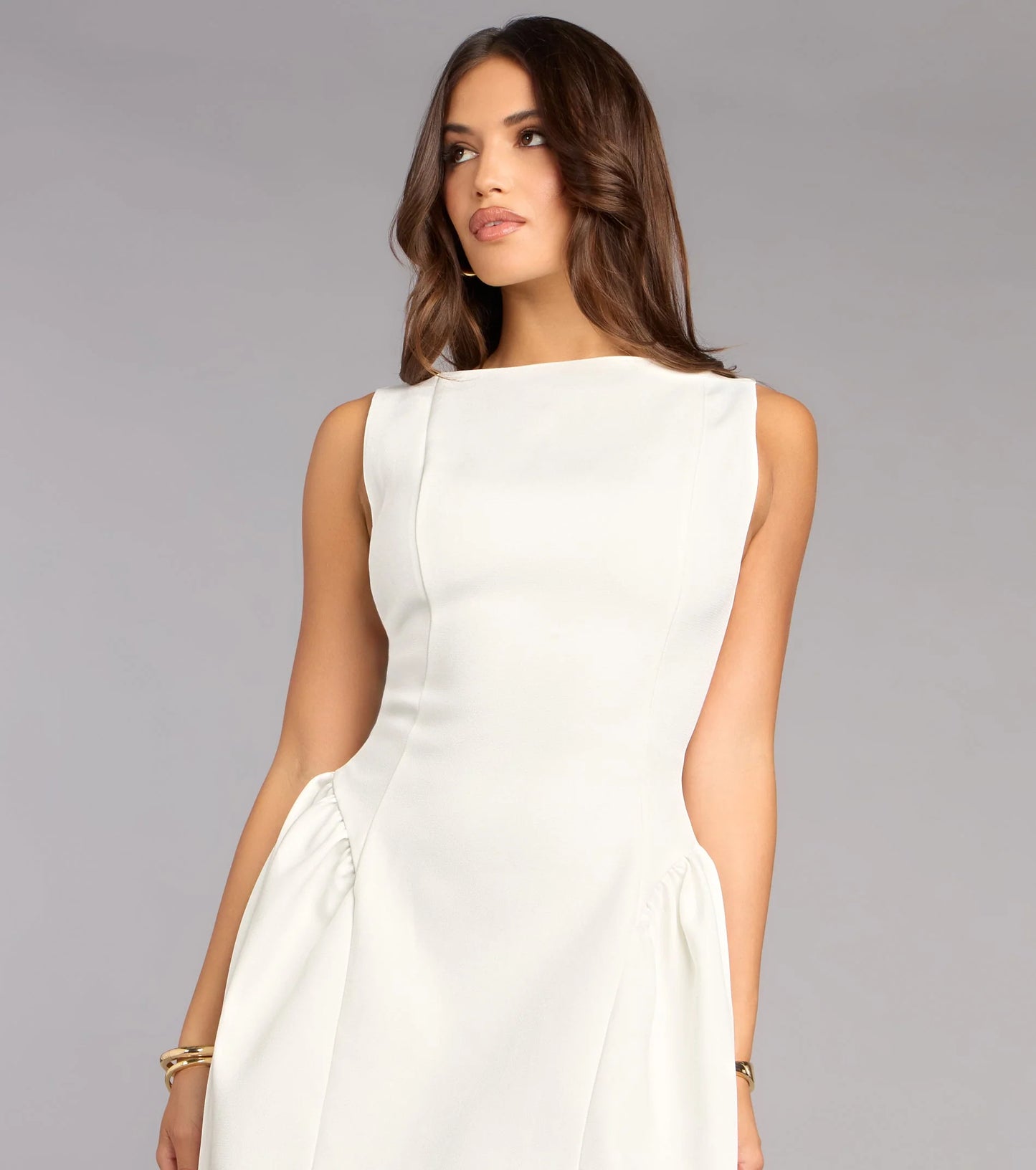 Effortlessly Chic Crepe Pleated Skater Dress