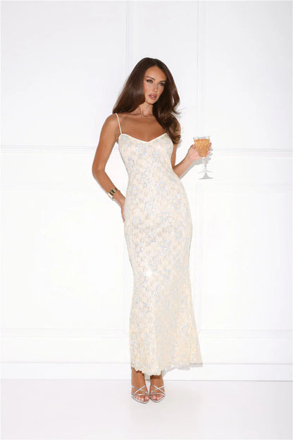 She's Always Right Lace Maxi Dress Yellow