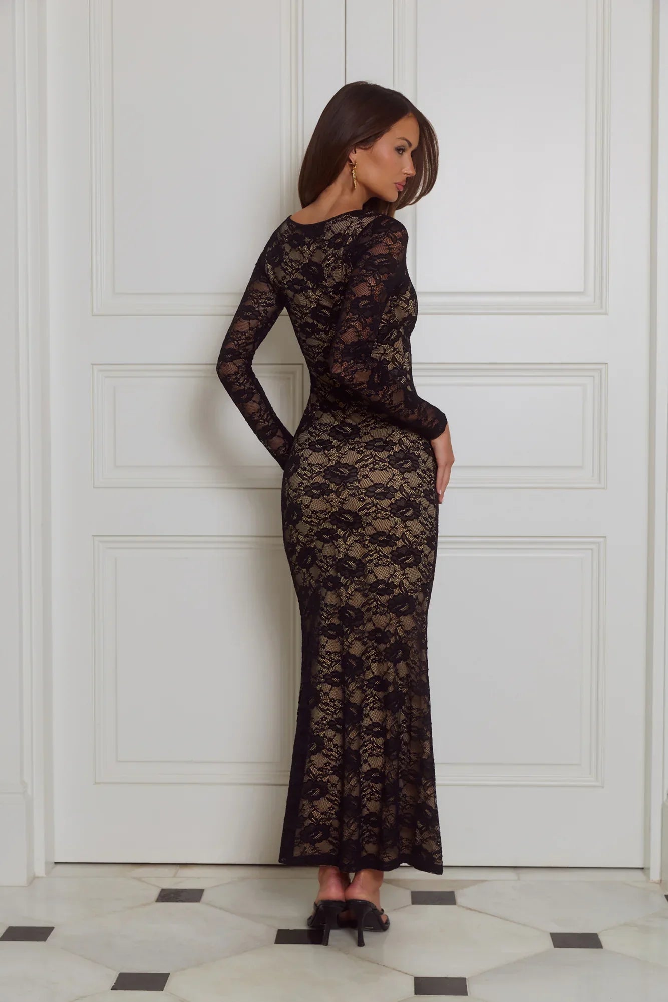 Enchanted Allure Lace Long Sleeve Maxi Dress Black