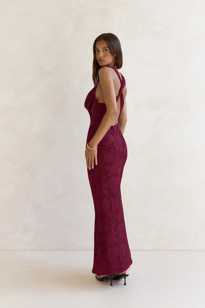 Lasting Luxuries Maxi Dress Wine