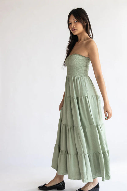 Smocked Top Strapless Maxi Dress