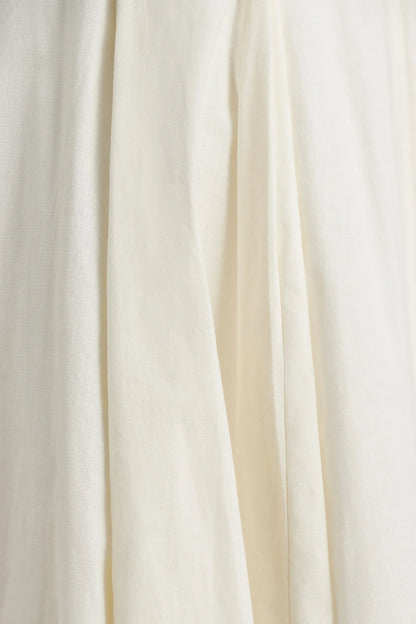 Magnolia | White Scoop-Neck Midi Dress With Drop-Waist And Ruffling Detail