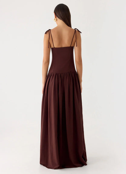 Giovanna Linen Maxi Dress - Chocolate Drizzle