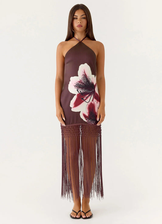 Niahvette Halter Midaxi Dress - Velvet Bloom