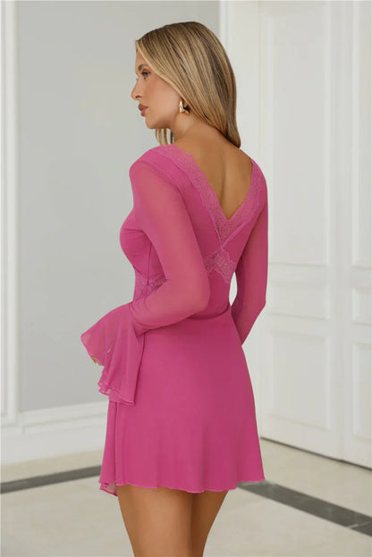 Flash Flair Long Sleeve Mini Dress Plum
