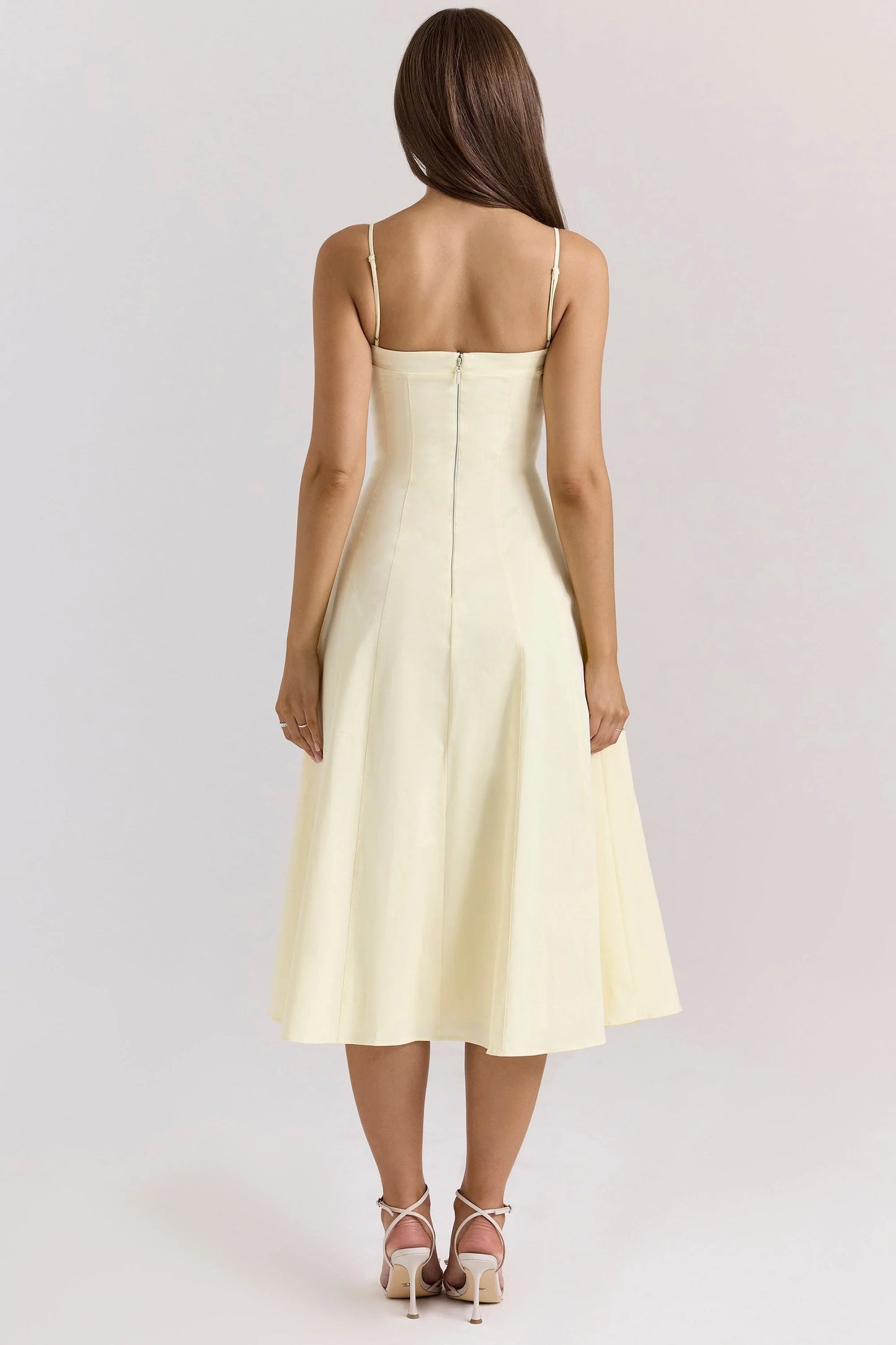 lemon stretch cotton a-line midi sundress
