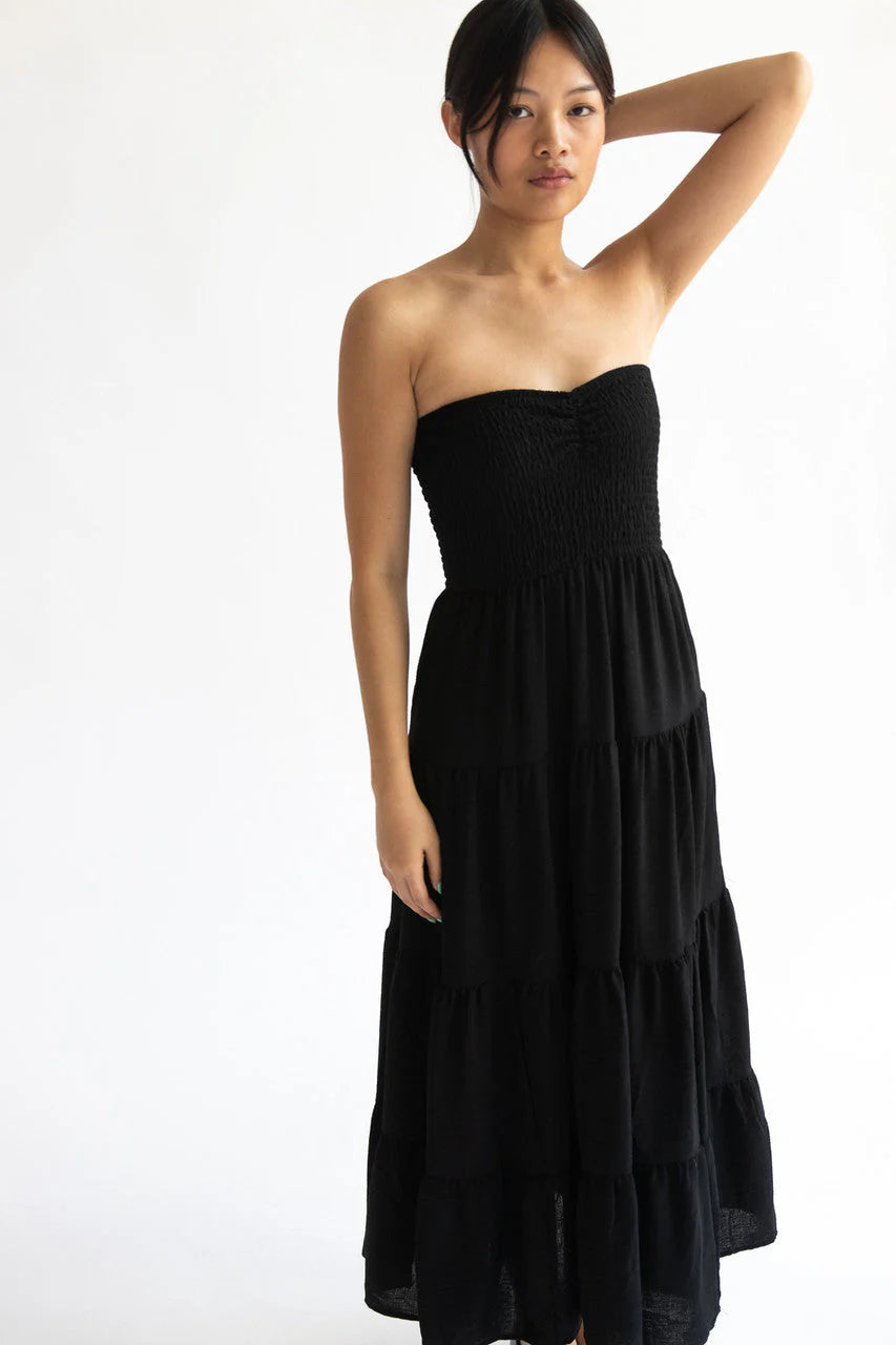 Smocked Top Strapless Maxi Dress