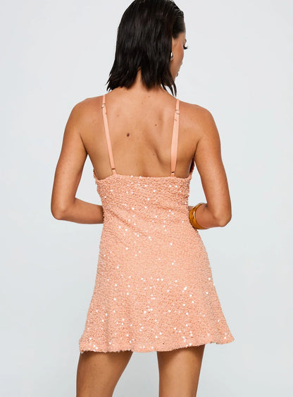 Feel The Vibrations Sequin Mini Dress Orange