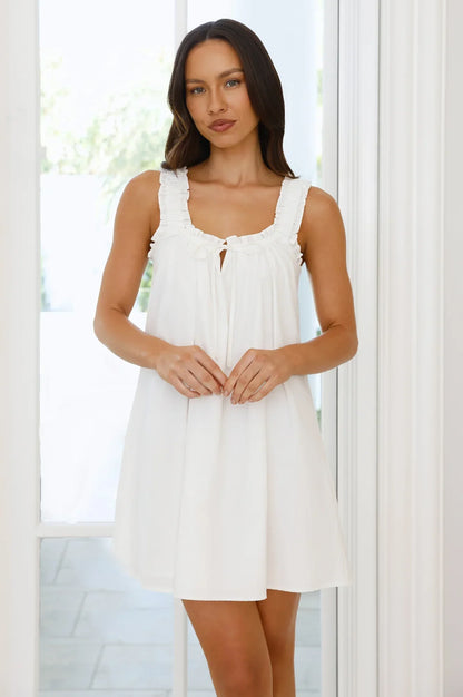 Sunbeam Fantasy Babydoll Mini Dress White