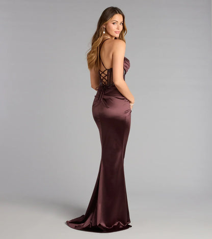 Gabbie Lace-Up Rhinestone Corset Formal Dress