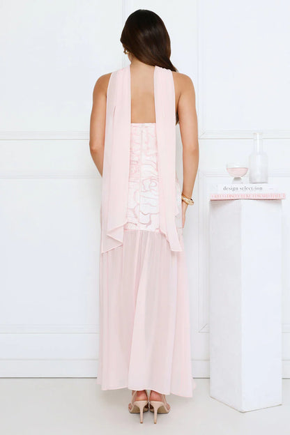 Sophisticated Night Strapless Maxi Dress Pink