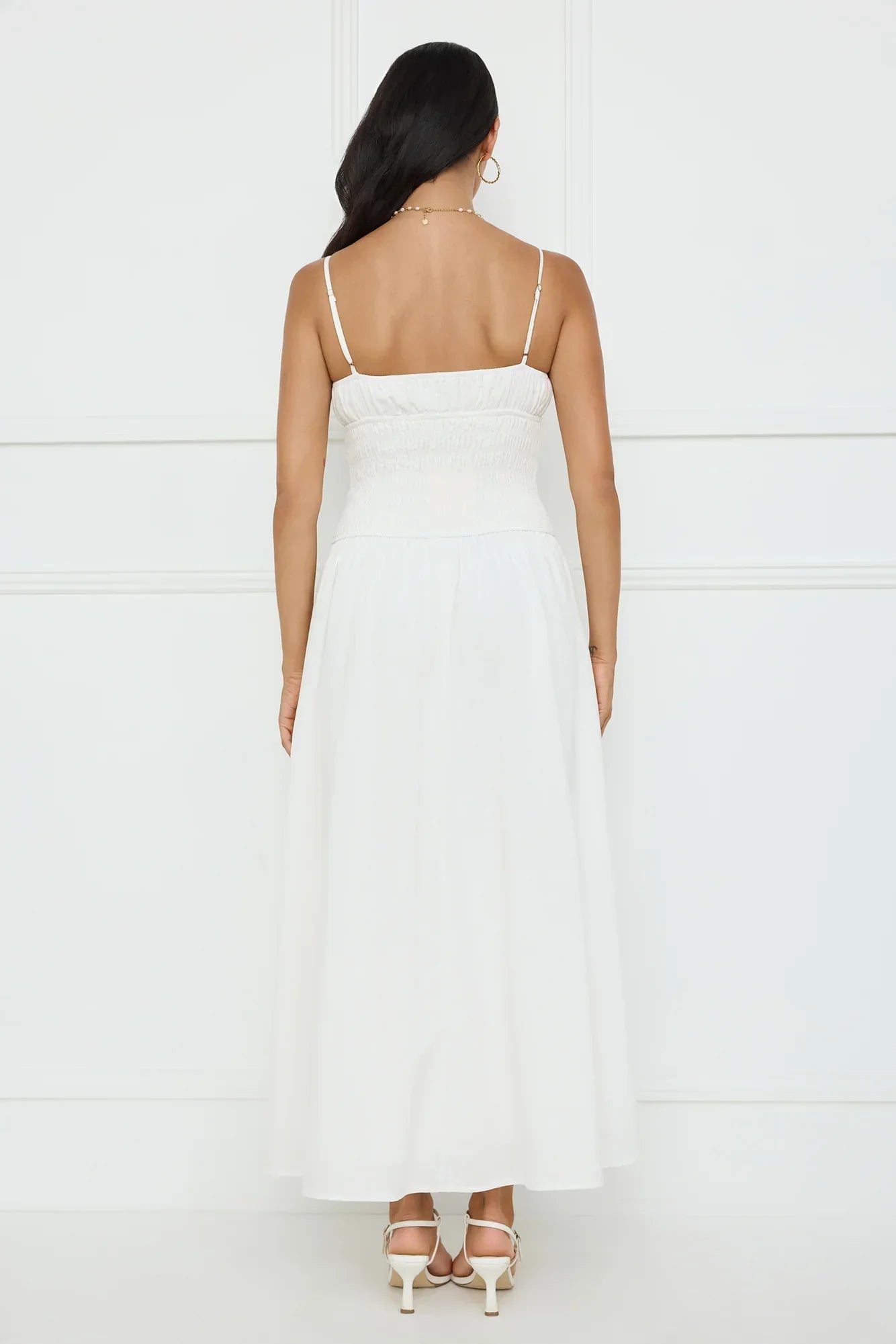 Starfall Garden Linen Blend Maxi Dress White