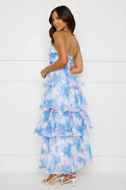 Chicago Chic Strapless Maxi Dress Blue